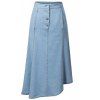 Fashionable High Waist Solid Color High-Low Hem Denim Women's Skirt - Bleu clair M