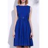 Women's Retro Style Sleeveless Solid Color Dress - BLUE L
