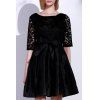 Robe élégante col rond manches moitié bowknot embellies évider Femmes - Noir L