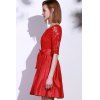 Elegant Round Neck Half Sleeve Bowknot Embellished Hollow Out Women's Dress - RED L