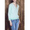 Stylish V-Neck Long Sleeve Loose-Fitting Zippered Women's Sweatshirt - GREEN L