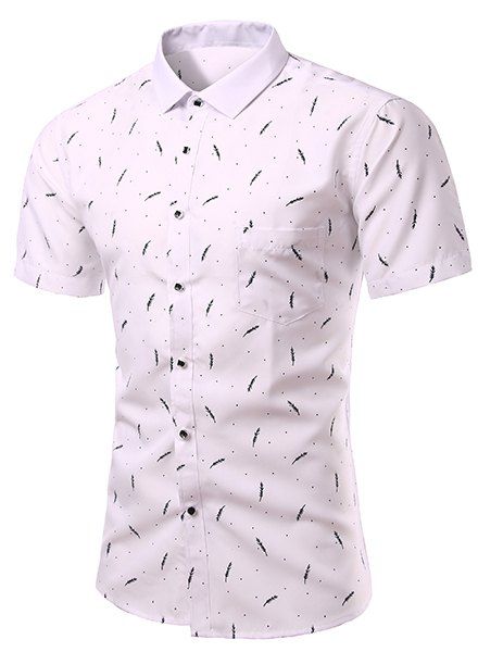 Fashion Turn Down Collar usine d'impression à manches courtes T-shirt pour les hommes - Blanc 2XL