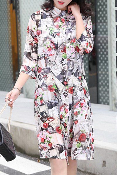 

Floral Chiffon Long Cardigan, Colormix