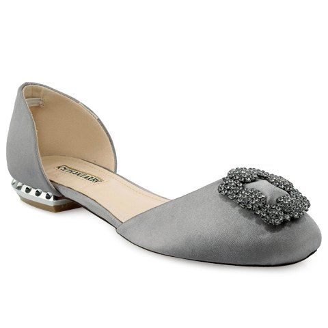 Mode satin et chaussures plates strass design Femmes  's - Gris 39