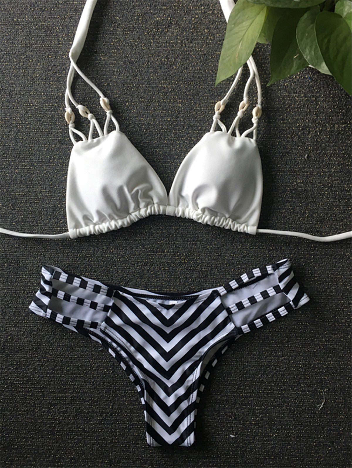

Alluring Women's Strappy Hollow Out Bikini Set, White