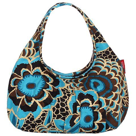Stylish Floral Print and Canvas Design Women's Tote Bag - Bleu 
