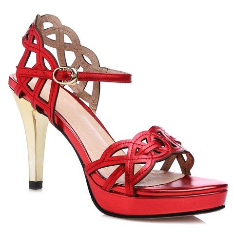 Sandales mode évider et Red Color Design Femmes  's - Rouge 36