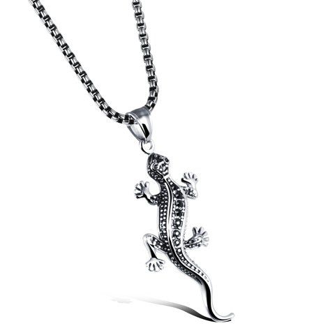 Chic Lizard Pendant Necklace For Men - Argent 