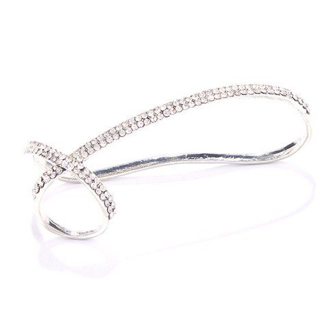 Elégant Rhinestoned Palm Bracelet avec anneau pour les femmes - Argent 