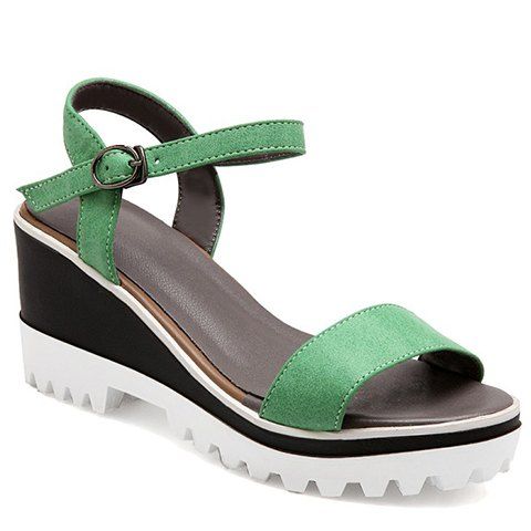Trendy Wedge Heel and Platform Design Women's Sandals - Vert 38