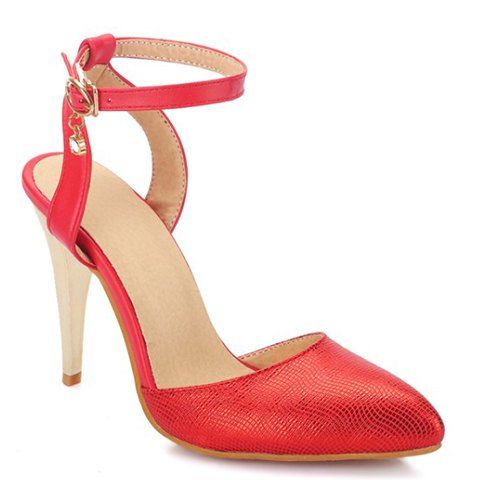 Mode couleur rouge et sandales strass design Femmes  's - Rouge 36