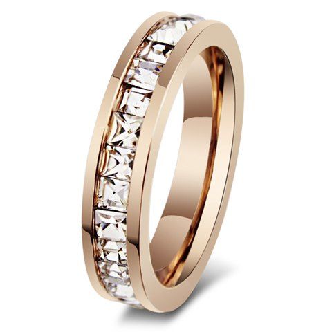 

Rhinestone Titanium Steel Ring, Rose gold