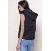 Stylish Sleeveless Hooded Zip Up Women' Padded Waistcoat - BLACK S