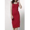 Sexy Scoop Collar sans manches Bodycon Solid Color Women's Robe - Rouge vineux L