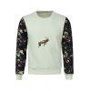Round Neck Space Print Spliced Elk Embroidered Long Sleeve Men's Sweatshirt - Blanc 5XL
