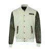 Stylish Stand Collar Color Block PU Leather Long Sleeves Polyester Jacket For Men - Beige 3XL