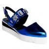 Fashionable Rhinestones and Wedge Heel Design Women's Sandals - Bleu 39