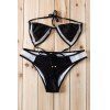 Stylish Halterneck Voile Spliced Women's Bikini Set - Noir L