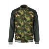 Stand Collar Camouflage Print Splicing Long Sleeve PU-Leather Men's Jacket - Camouflage 3XL