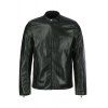 Stand Collar Zipper Cuffs Slimming Long Sleeves Men's PU Leather Jacket - Noir L
