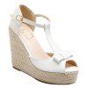 Stylish Bowknot and Peep Toe Design Women's Sandals - Blanc 38