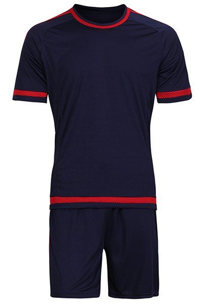 Hot Sale Men's Sports Style Quick Dry Jersey Set (T-Shirt+Shorts) - Bleu Saphir 2XL