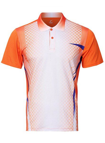 Turn Down Dry Splicing rapide T-shirt de collier Hommes - Orange L