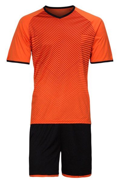 Men's Sports Style Quick Dry Training Jersey Set (T-Shirt+Shorts) - Orange 2XL