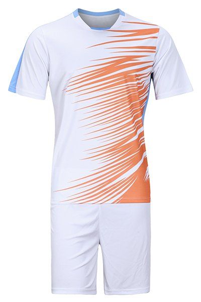 s 'Hot Sale Men  style Entraînement sportif Football Jersey Set (T-Shirt + Shorts) - Blanc L