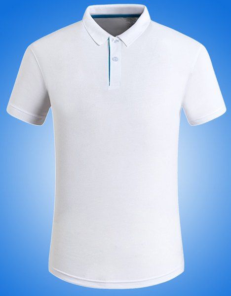T-shirt pour hommes à manches courtes et à col rabattu de couleur unie - Blanc 5XL