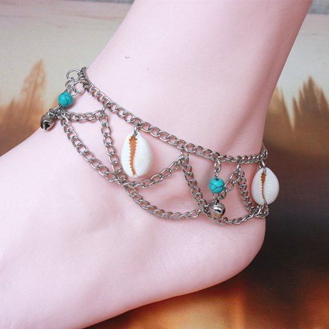 

Charming Multilayer Shell Bell Hippie Traditional Anklets, Colormix