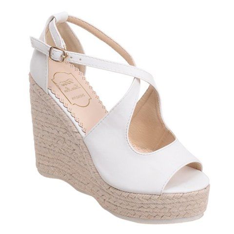 Mode peep toe et Sandals Cross Straps design Femmes  's - Blanc 39