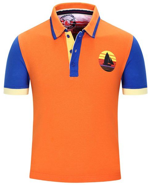 Fieer Mens Turn Down Collar Business Striped Plus Size Polo Shirt