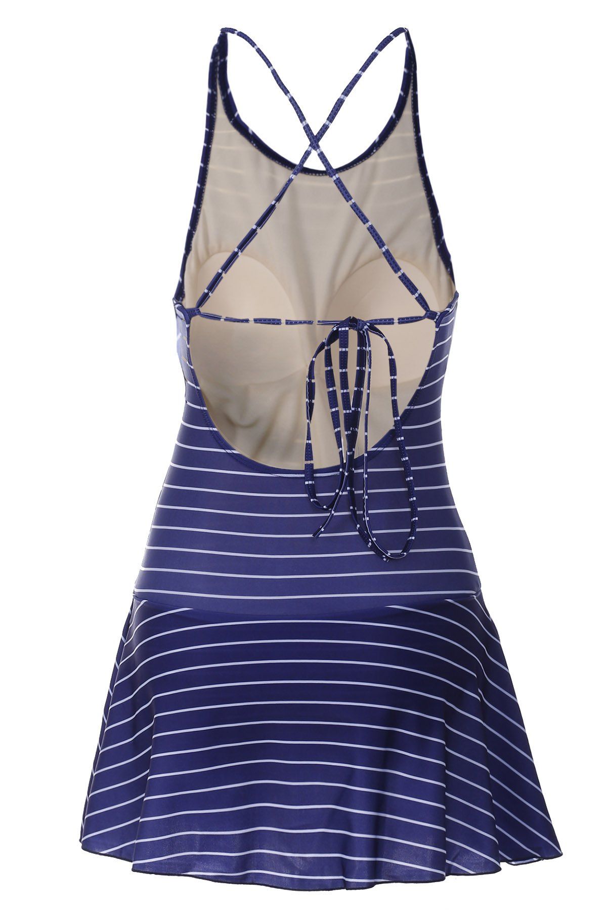 2018 Sweet Striped Backless Flounced One-Piece Swimwear For Women ...