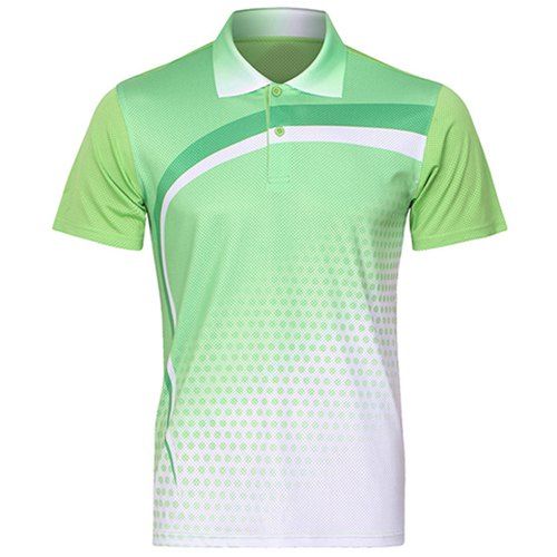 

Turn Down Collar Quick Dry Badminton Training T-Shirt For Men, Green
