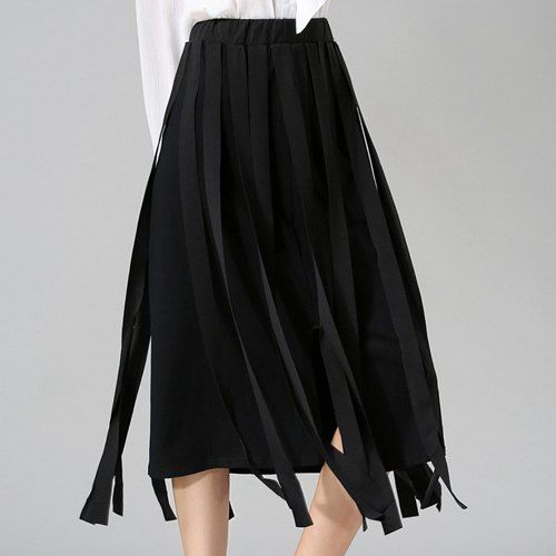 Stunning Women's Elastic Waist Solid Color Midi Skirt - Noir ONE SIZE(FIT SIZE XS TO M)