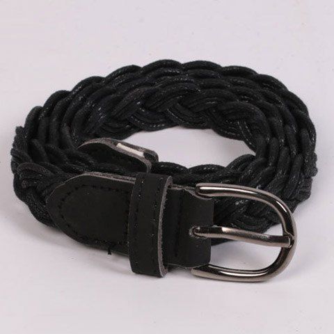 

Elegant Pin Buckle Wax String Knitted Waist Belt For Women, Black