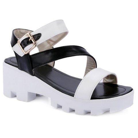 Stylish Platform and Colour Block Design Women's Sandals - Noir 38