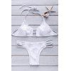 Sexy Halter Neck évider Arbre Imprimer Bikini Set  's - Blanc S