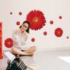 Mode Daisy Motif Autocollant Mural Pour Chambre Salon Décoration - Rouge 