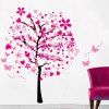 Autocollant de Mur de Modèle d'arbre Rose de Mode pour la Décoration de Salon de Chambre à Coucher - multicolore 
