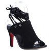 Rome Lace-Up and Peep Toe Design Women's Sandals - Noir 34