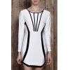 Robe Courte Moulante Contrastante à Manches Longues Pour Femme - Blanc L