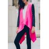Stylish Collarless Long Sleeve PU Splicing Asymmetrical Cardigan  For Women - Rose M