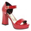 Sandales en cuir verni de la mode et du talon Chunky design Femmes  's - Rouge 39