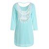 Fashionable Scoop Collar Long Sleeve Hollow Out Spliced Women's Dress - Bleu clair S