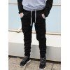 Pantalon Jogging en Polyester Contrastant à Cordon de Serrage pour Homme - Noir XL