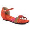 Concise Flock and Multicolor Design Women's Sandals - Saumon 38