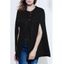 Vintage Style Scoop Neck Sleeveless Slant Cut Three Buttons Woolen Blend Women's Cloak - BLACK ONE SIZE