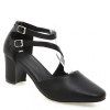 Ladylike Double Buckle and Square Toe Design Women's Pumps - BLACK 39